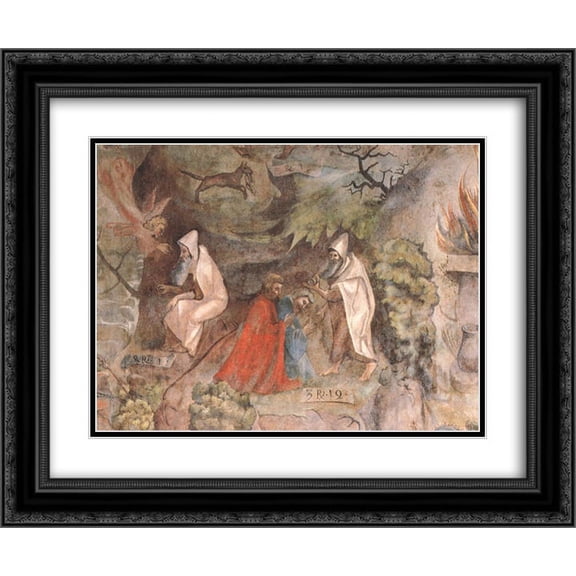 Jerg Ratgeb 2x Matted 24x20 Black Ornate Framed Art Print 'Scenes from the Life of Prophet Elijah'