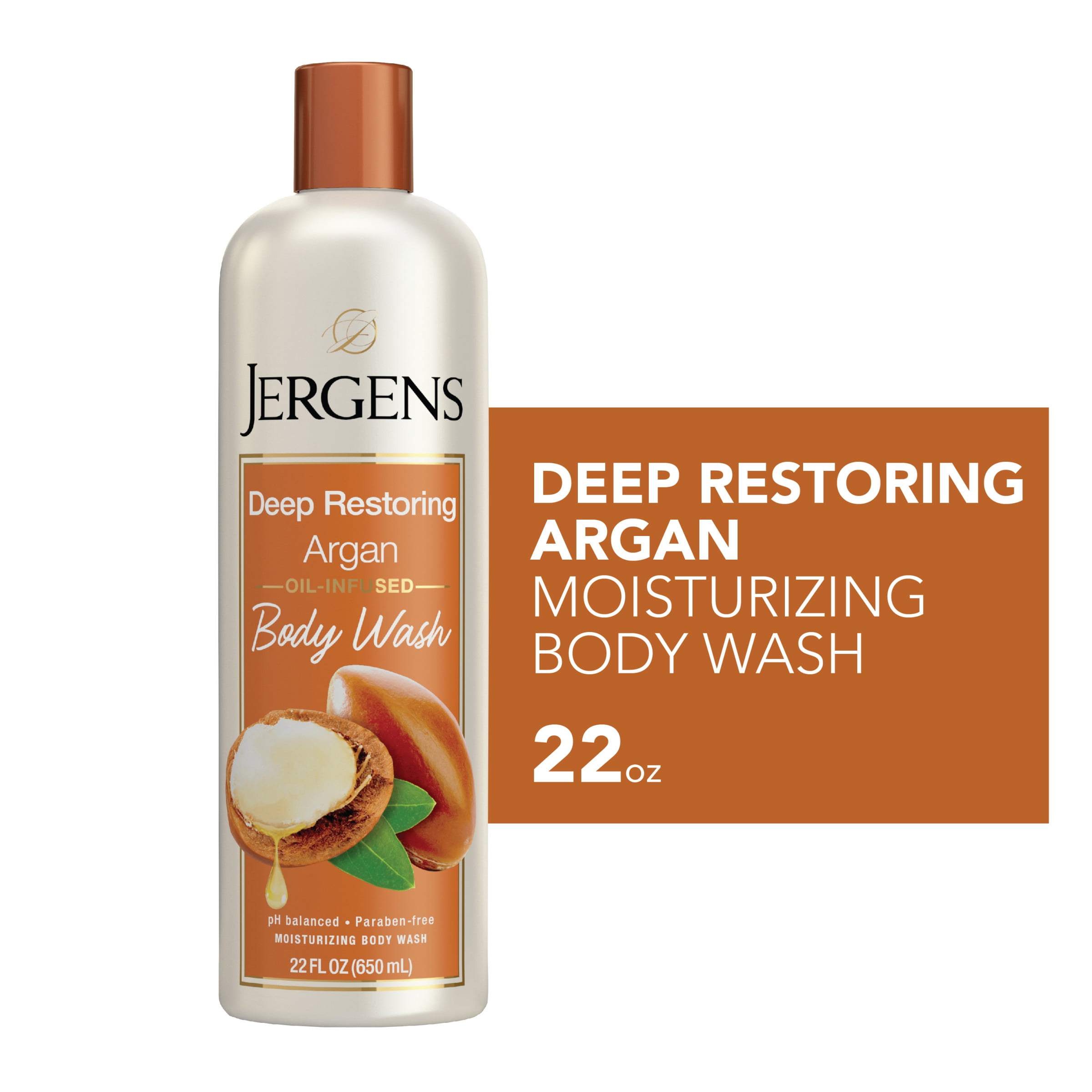 Jergens Deep Restoring Argan Body Wash with Nourishing Argan Oil, 22 fl