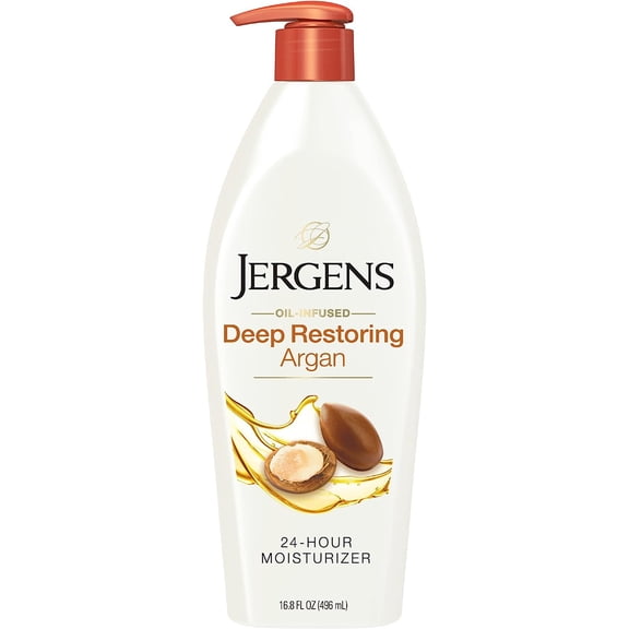 Jergens Deep Restoring Argan Moisturizer Body Lotion Pump, 16.8 Oz, 6 Pack