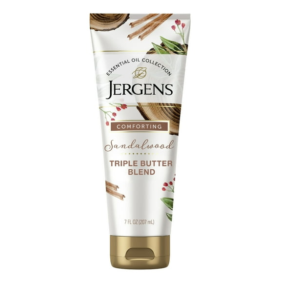 Jergens Hand and Body Lotion Butter with Sandalwood Essential Oils, Dry Skin Moisturizer, 7 oz