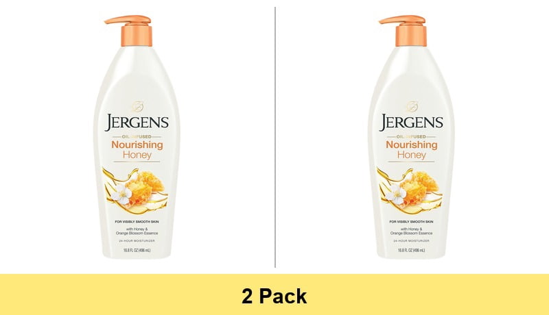 Jergens Hand and Body Lotion, Nourishing Honey Moisturizer for Dry Skin, 16.8 oz - 2 Pack