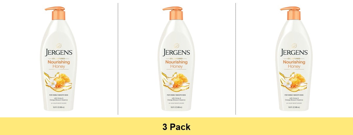 Jergens Hand and Body Lotion, Nourishing Honey Moisturizer for Dry Skin, 16.8 oz - 3 Pack