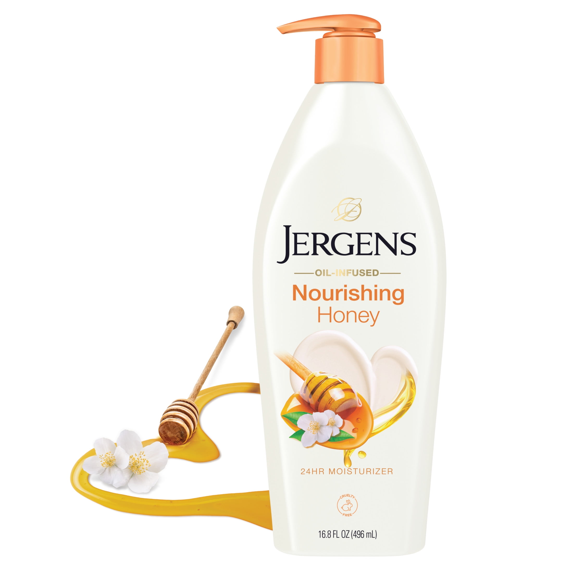 Jergens Hand and Body Lotion, Nourishing Honey Moisturizer for Dry Skin, 16.8 oz