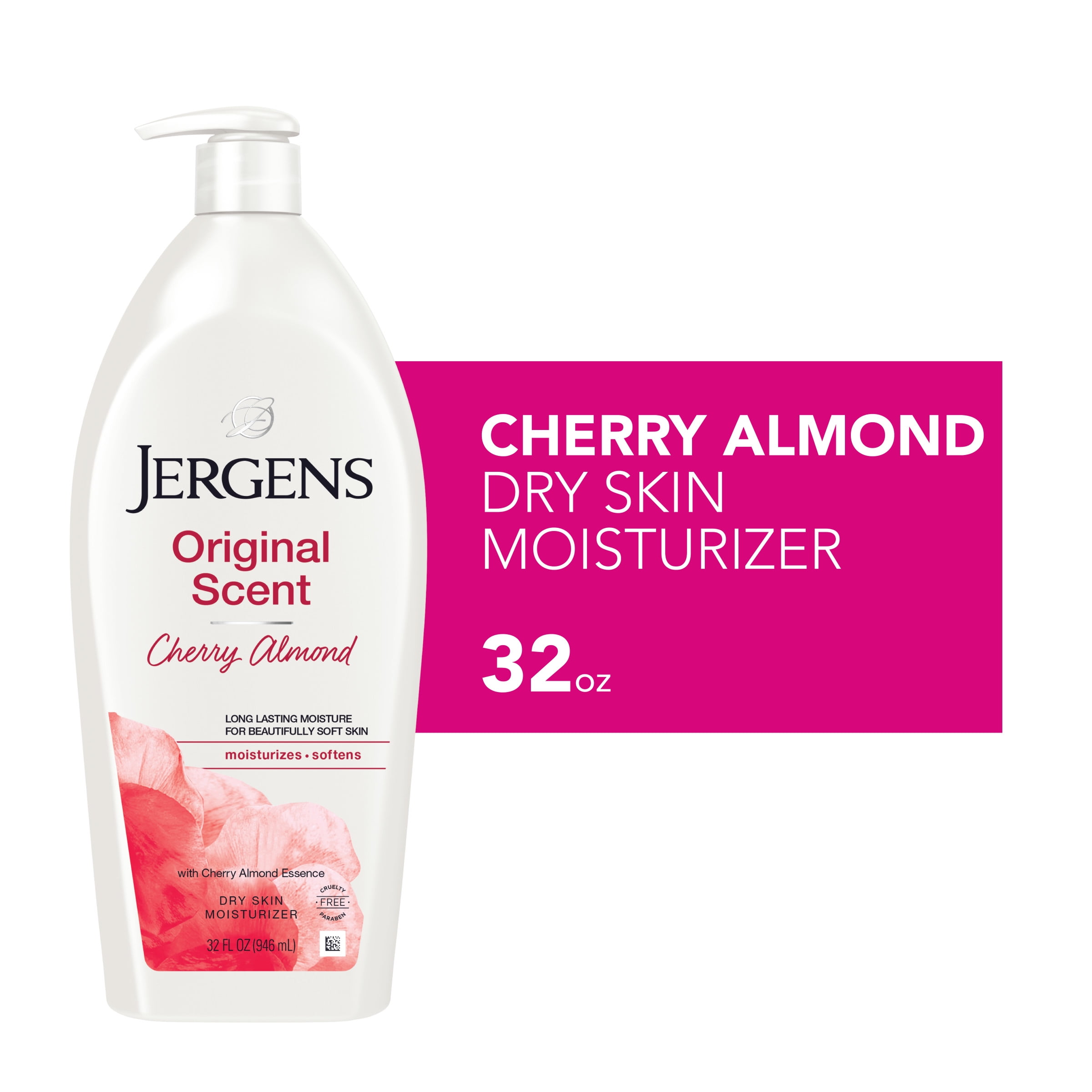Svig Ved navn æg Jergens Hand and Body Lotion, Original Scent Dry Skin Moisturizing Body  Lotion, Cherry Almond Essence, 32 Oz - Walmart.com
