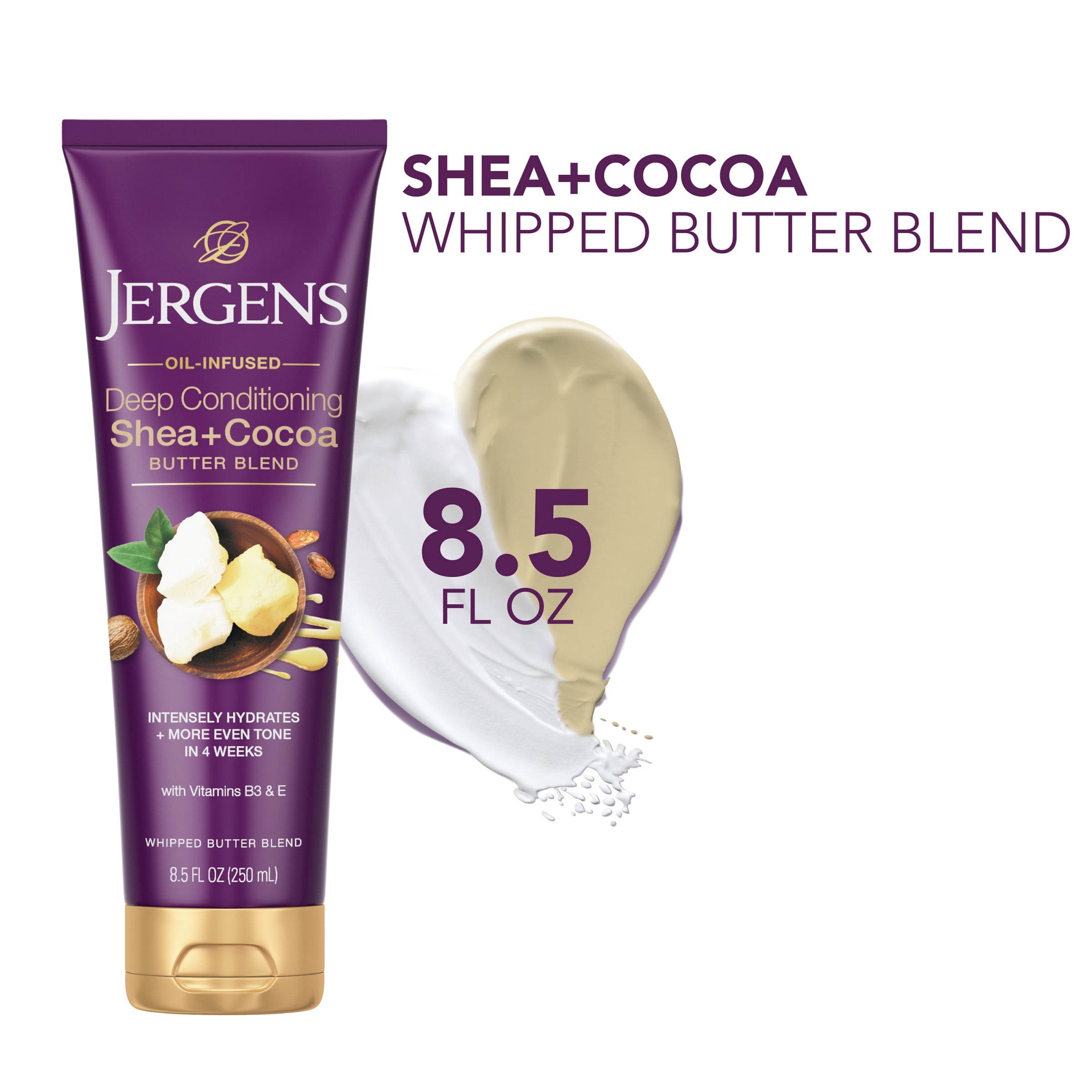 Jergens Hand and Body Lotion, Shea + Cocoa Butter Body Lotion for Dry
