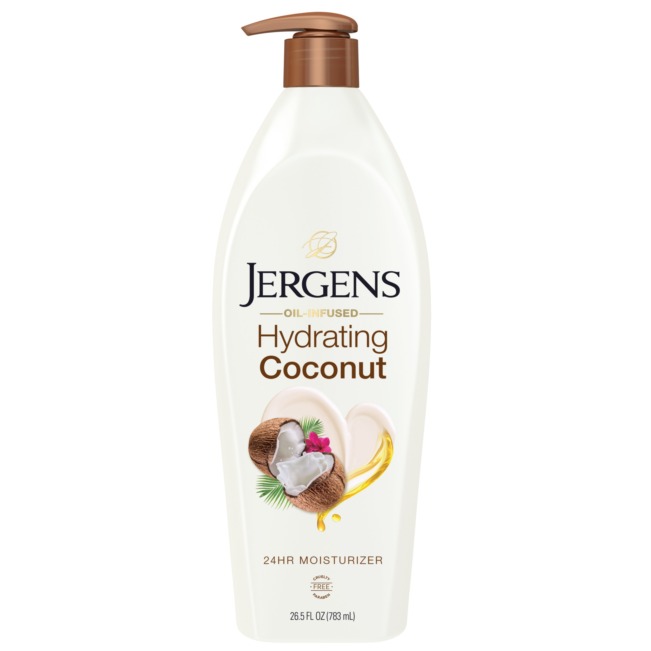 Jergens Hydrating Coconut Body Lotion, Lotion for Dry Skin, Dermatologist Tested, 26.5 Oz - image 1 of 10