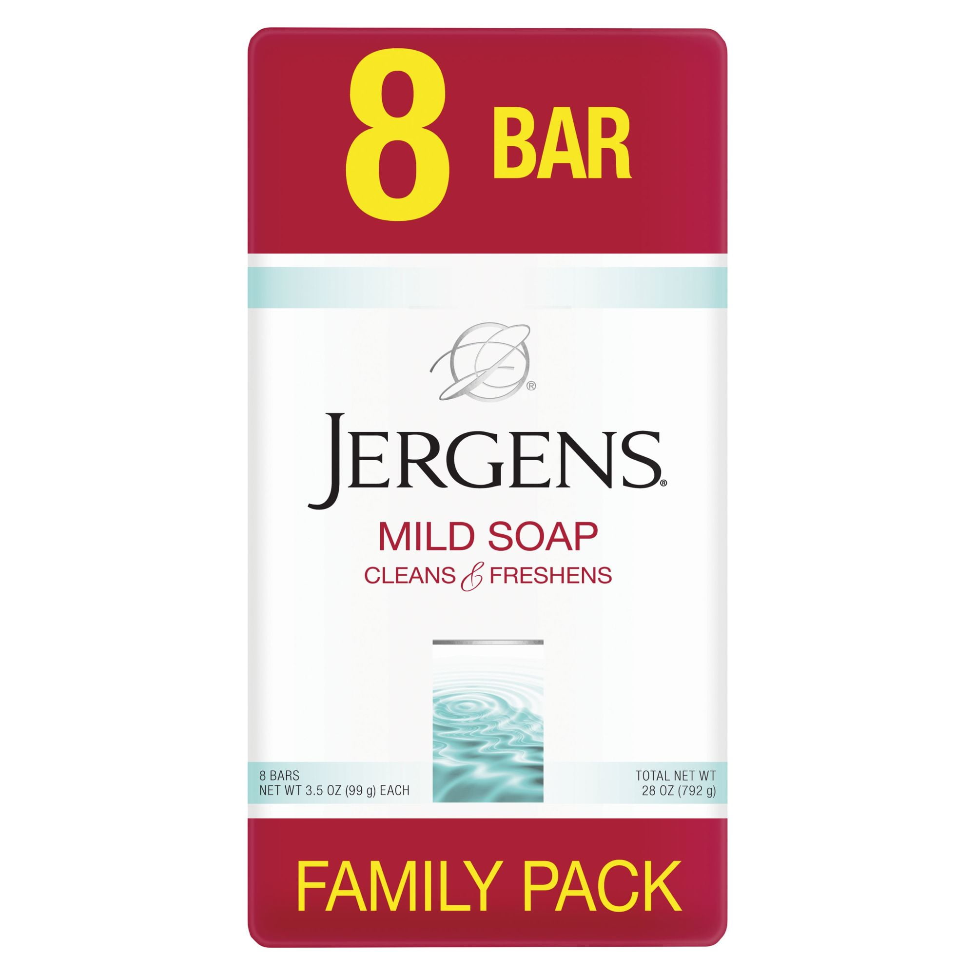 Jergens Mild Bar Soap for Normal to Sensitive Skin, 3.5 fl oz (8 ct