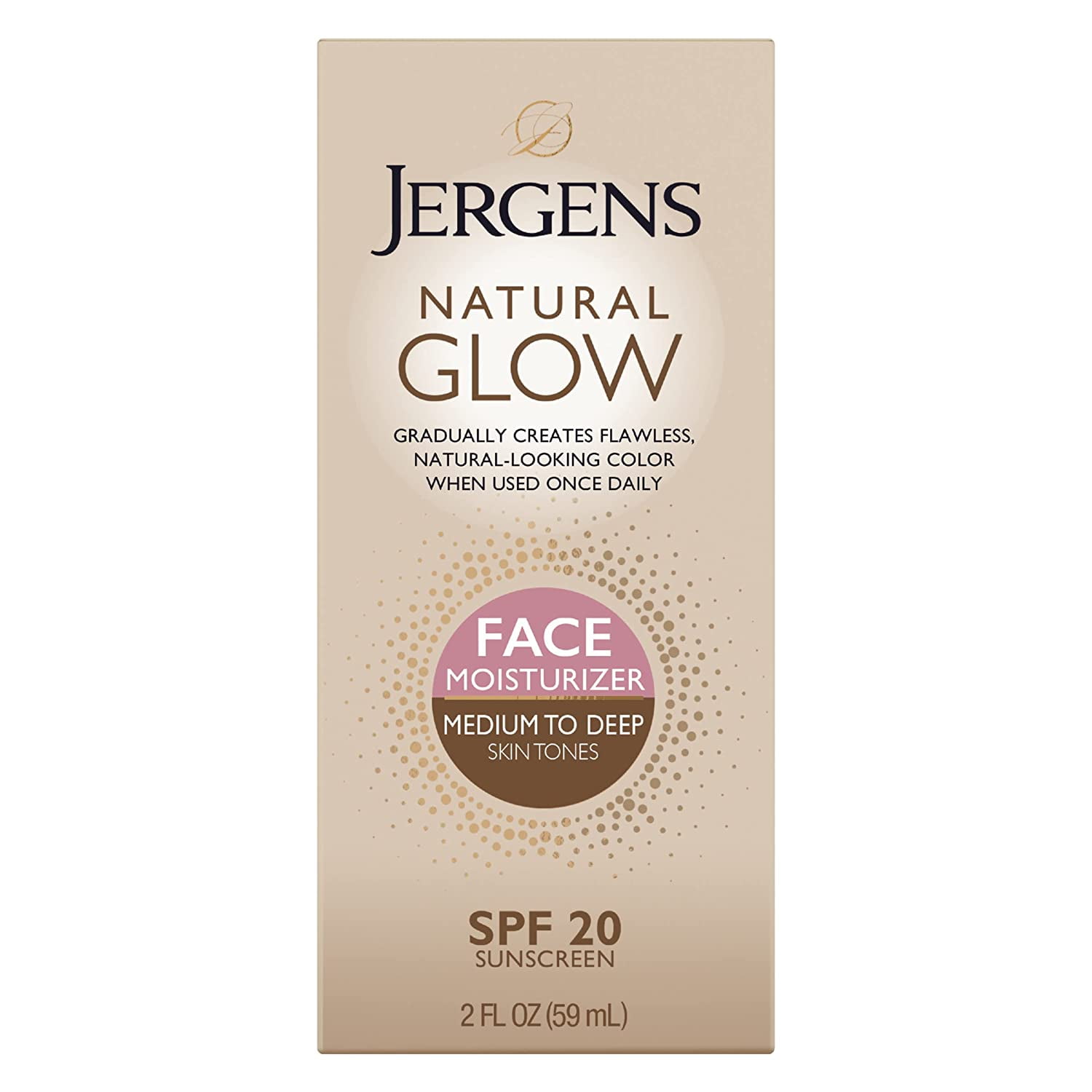 Jergens Natural Glow Daily Facial Moisturizer SPF 20, Medium To Tan Skin Tones 2 oz