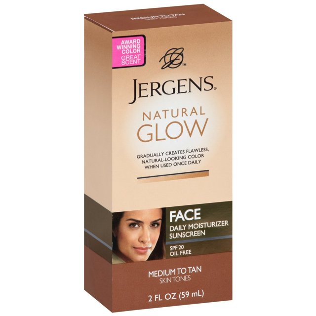 Jergens Natural Glow Daily Facial Moisturizer Spf 20, Medium To Tan Skin Tones 2 Oz
