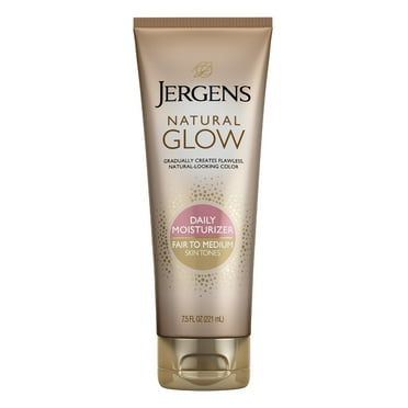 Jergens Natural Glow Daily Moisturizer Fair to Medium Skin, Sunless Self Tanning Lotion, 7.5 oz