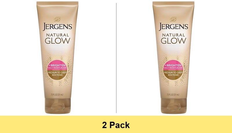 Jergens Natural Glow Daily Moisturizer Lotion, Medium to Deep Skin, Self Tanner, 7.5 oz - 2 Pack