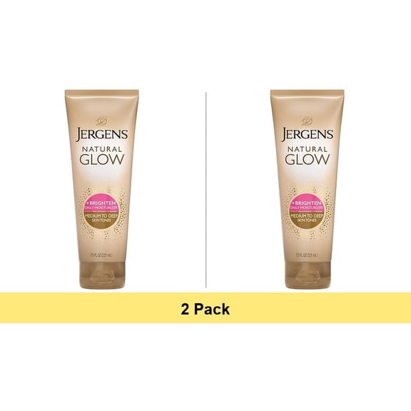 Jergens Natural Glow Daily Moisturizer Lotion, Medium to Deep Skin, Self Tanner, 7.5 oz - 2 Pack