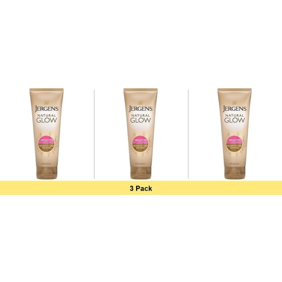 Jergens Natural Glow Daily Moisturizer Lotion Medium to Deep Skin Self Tanner 7.5 oz - 3 Pack