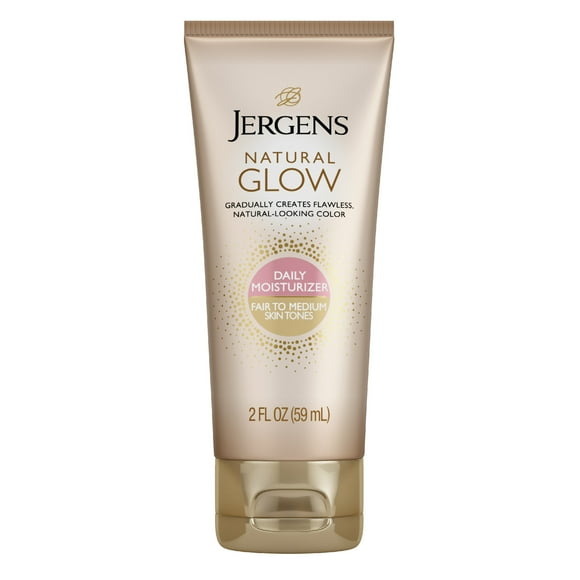 Jergens Natural Glow Daily Moisturizer Sunless Self Tanner Body Lotion, Fair To Medium, 2 Oz