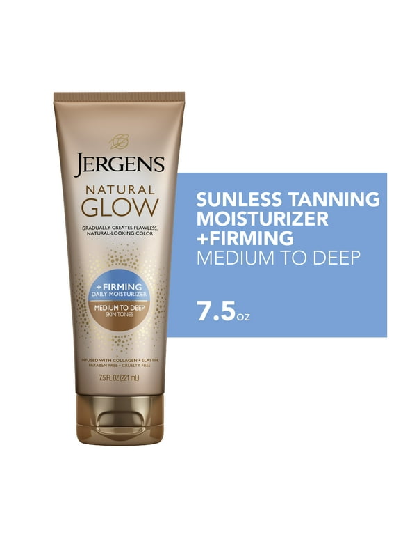 Jergens Natural Glow +FIRMING Sunless Tanning Daily Body Lotion, Medium to Deep Skin Tone, 7.5 fl oz