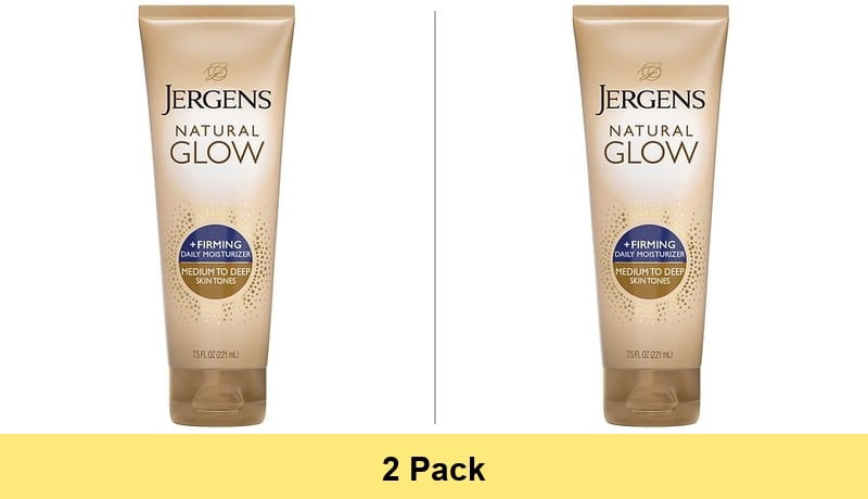 Jergens Natural Glow Firming Daily Moisturizer Medium to Tan Sunless Self Tanner Lotion, 7.5 oz - 2 Pack