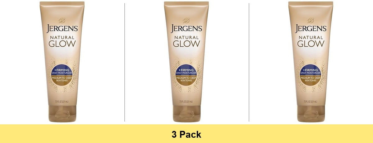 Jergens Natural Glow Firming Daily Moisturizer Medium to Tan Sunless Self Tanner Lotion, 7.5 oz - 3 Pack