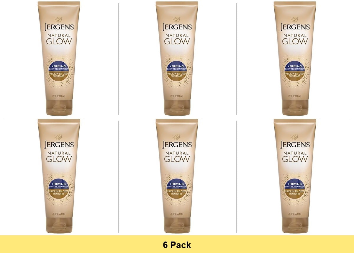 Jergens Natural Glow Firming Daily Moisturizer Medium to Tan Sunless Self Tanner Lotion, 7.5 oz - 6 Pack