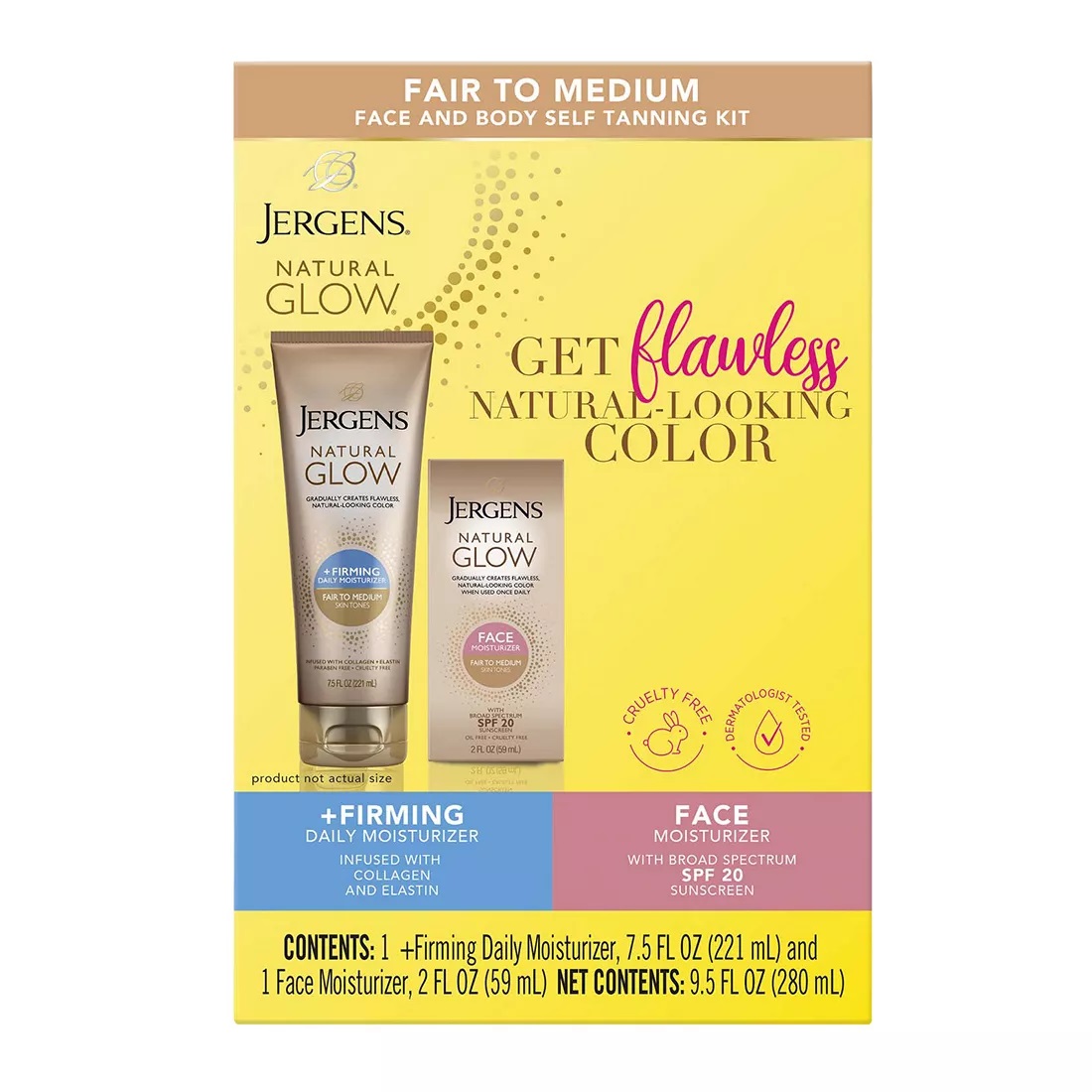 Jergens Natural Glow Firming Moisturizer, 7.5 oz., + Face Moisturizer
