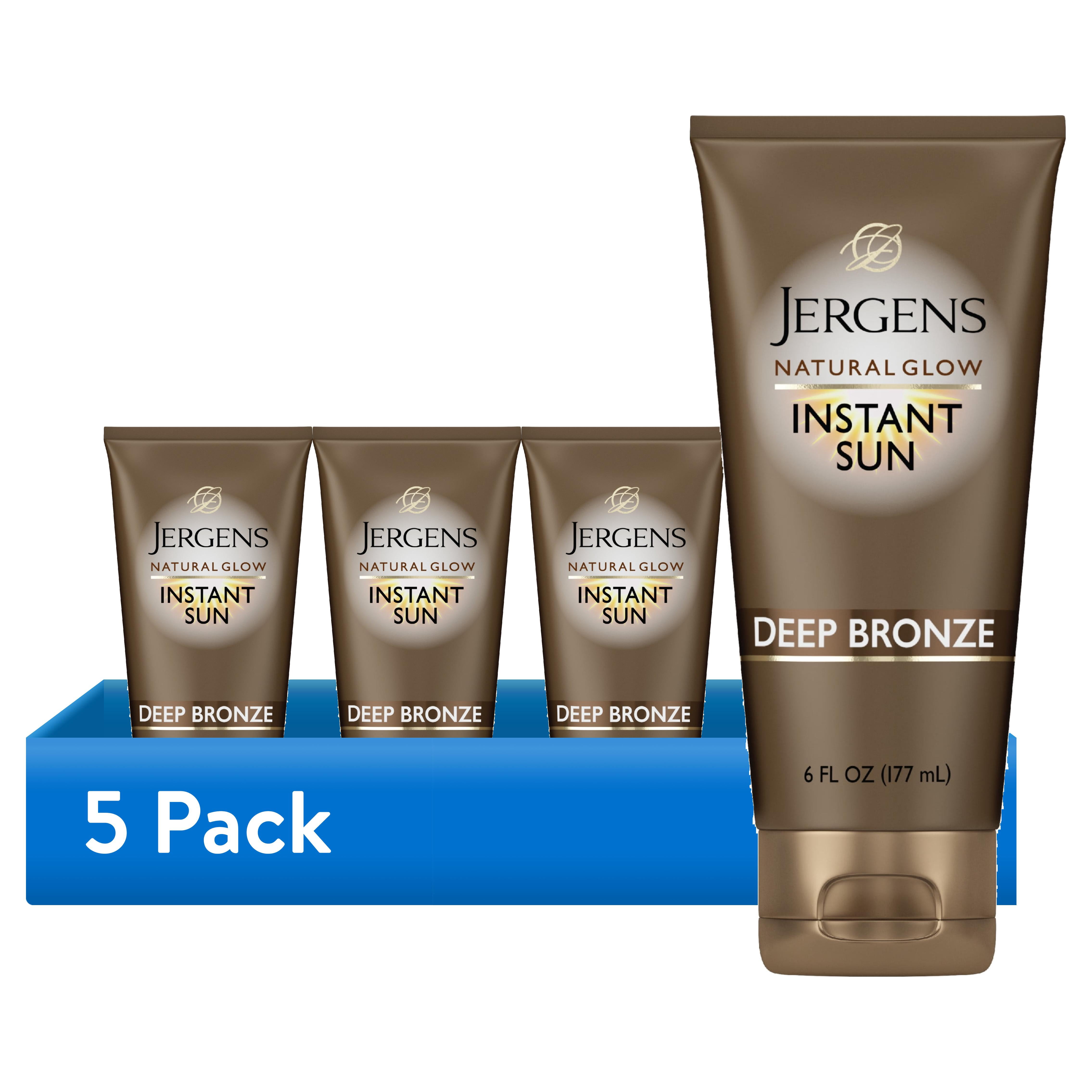 (5 pack) Jergens Natural Glow Instant Sun Sunless Self Tanning Moisturizer And Bronzer Deep Bronze, 6 Oz
