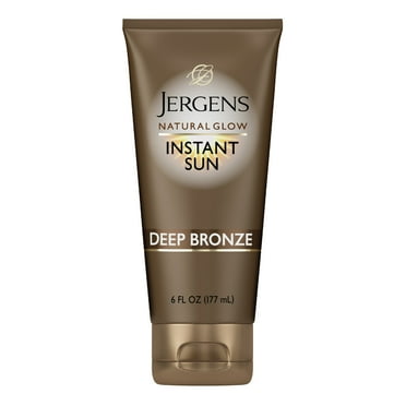 Jergens Natural Glow Instant Sun Sunless Self Tanning Moisturizer And Bronzer Deep Bronze, 6 Oz