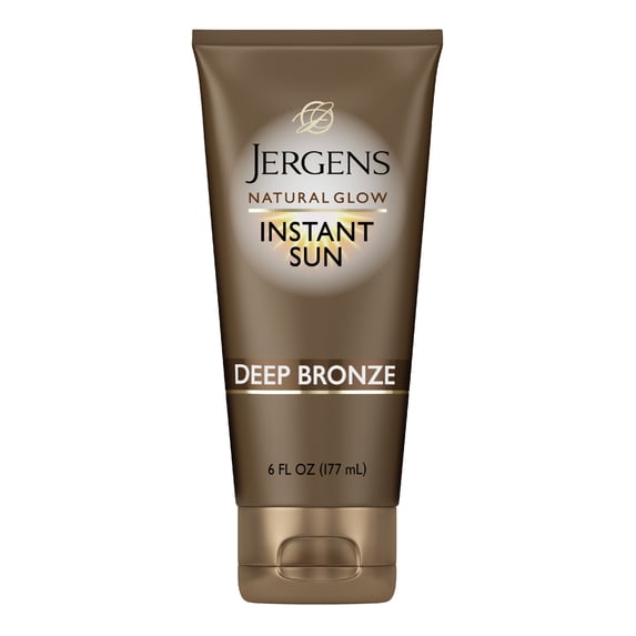 Jergens Natural Glow Instant Sun Sunless Self Tanning Moisturizer And Bronzer Deep Bronze, 6 Oz