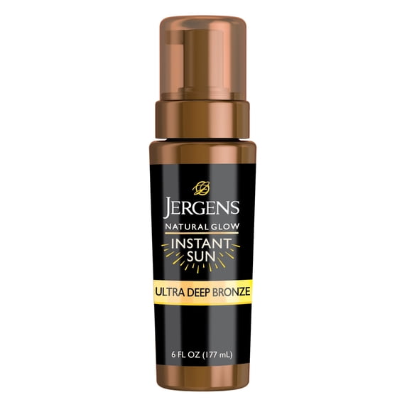 Jergens Natural Glow Instant Sun Sunless Tanning Mousse, Body Self Tanner, Ultra Deep Bronze, 6 fl oz