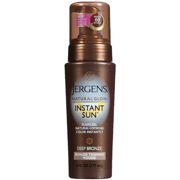 Jergens Natural Glow Instant Sun Sunless Tanning Mousse, Deep Bronze 6 oz (Pack of 2)