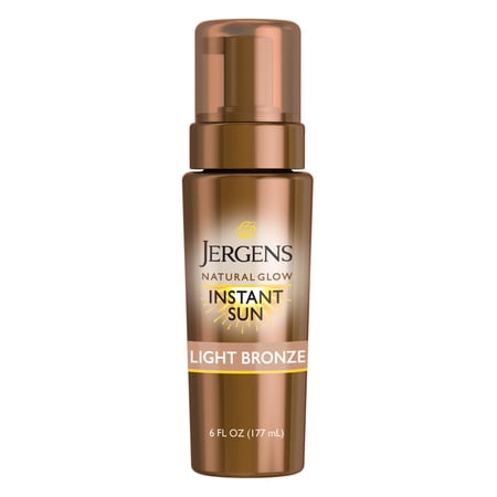 Jergens Natural Glow Instant Sun Sunless Self Tanning Mousse, Light Bronze, 6 fl oz
