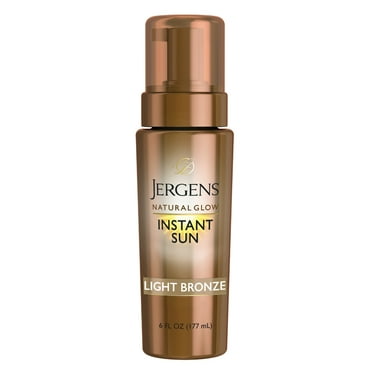 Jergens Natural Glow Instant Sun Sunless Self Tanning Mousse Tropical Scent, Light Bronze, 6 oz