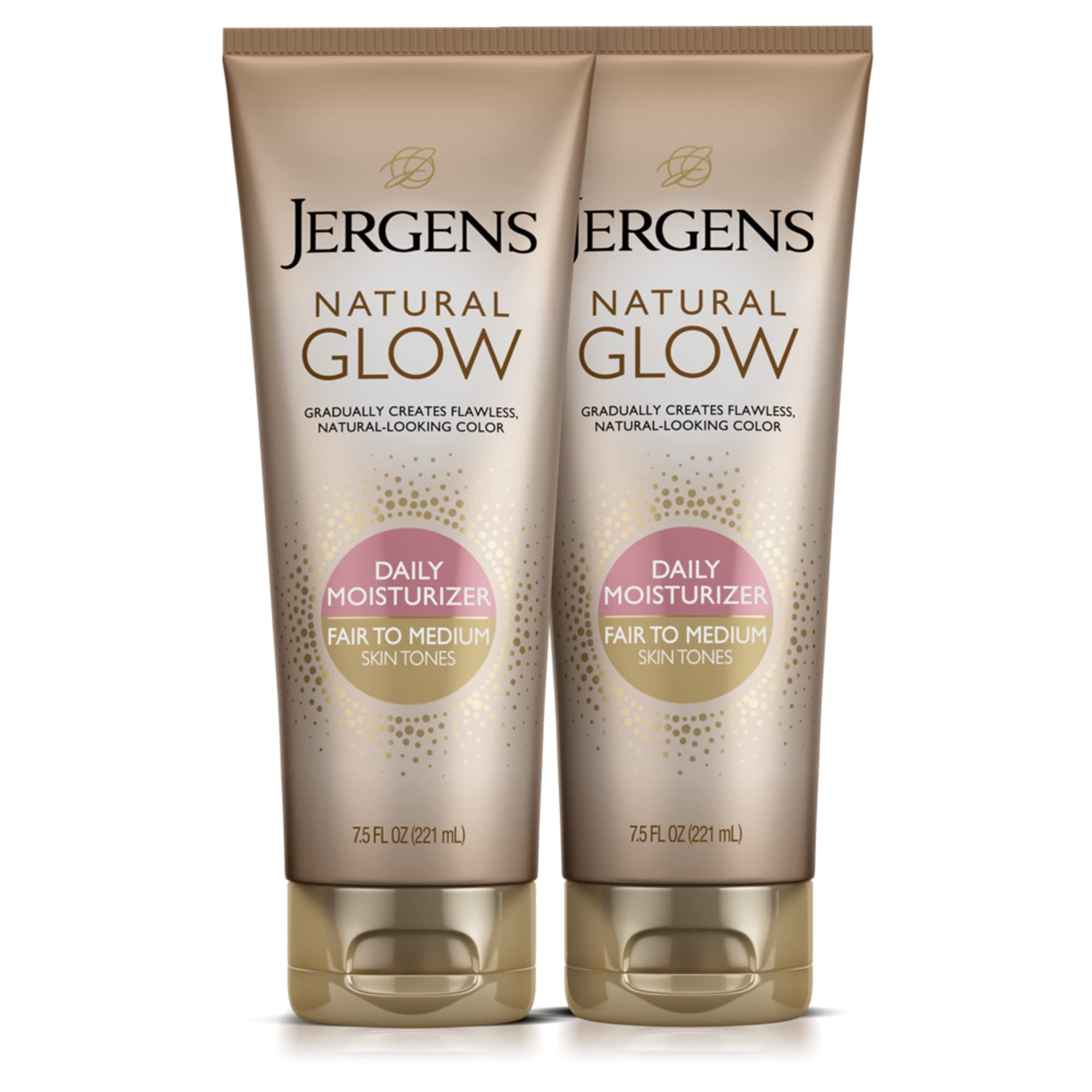 Jergens Natural Glow Self SBF3Tanner Body Lotion, Sunless Tanning, Fair to Medium Skin Tone, Daily Moisturizer with Coconut Oil, Vitamin E and Antioxidants, 7.5 Oz, Pack of 2