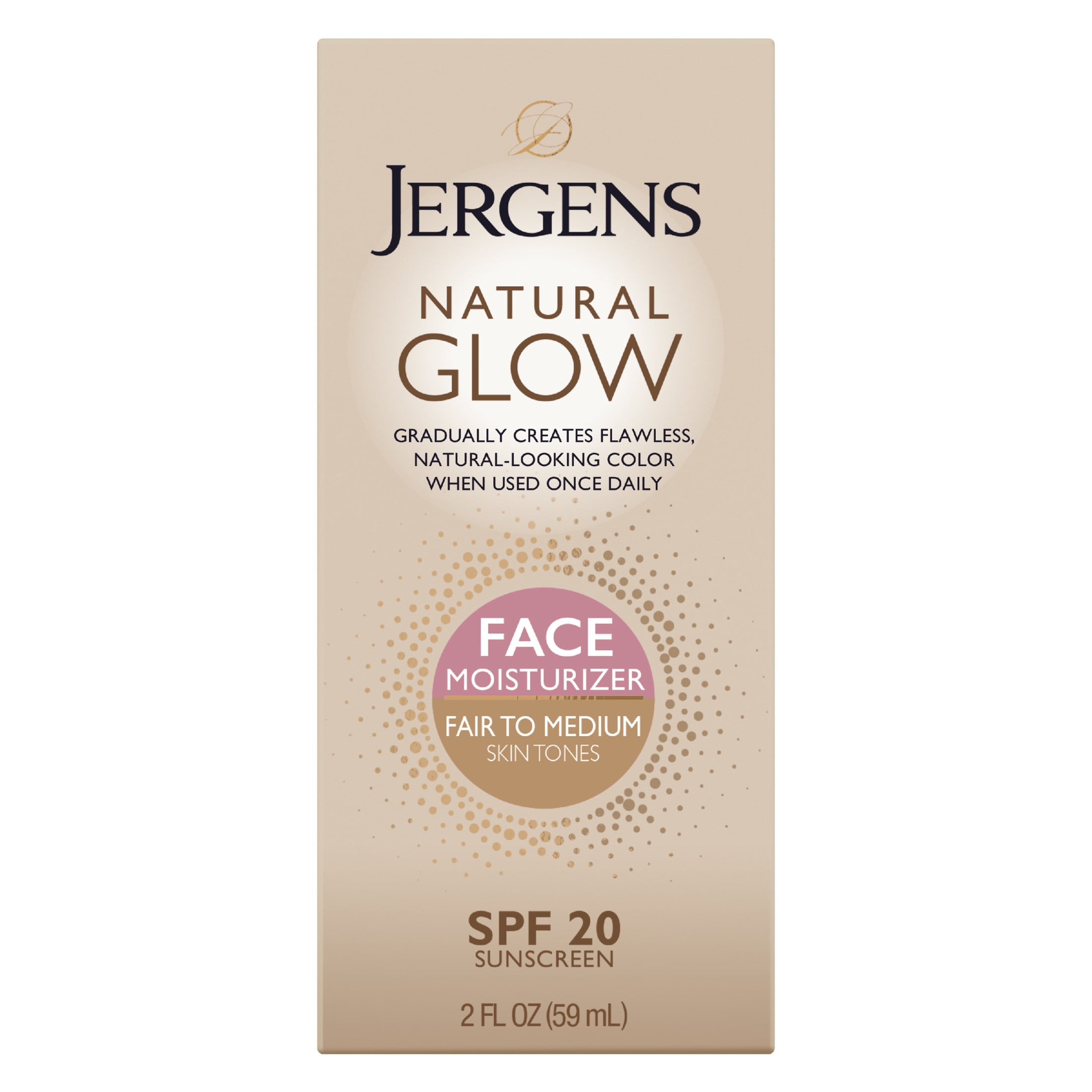 Jergens Natural Glow Sunless Tanning Face Moisturizer Lotion for Fair