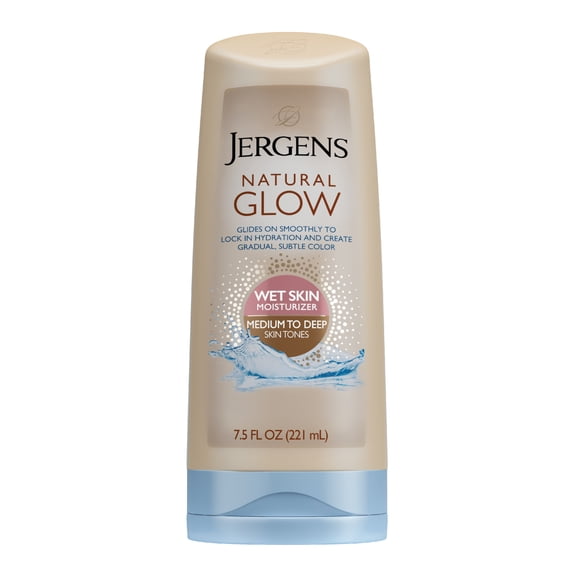 Jergens Natural Glow Wet Skin Moisturizer In-Shower Self Tanner Medium to Tan Skin, 7.5 fl oz