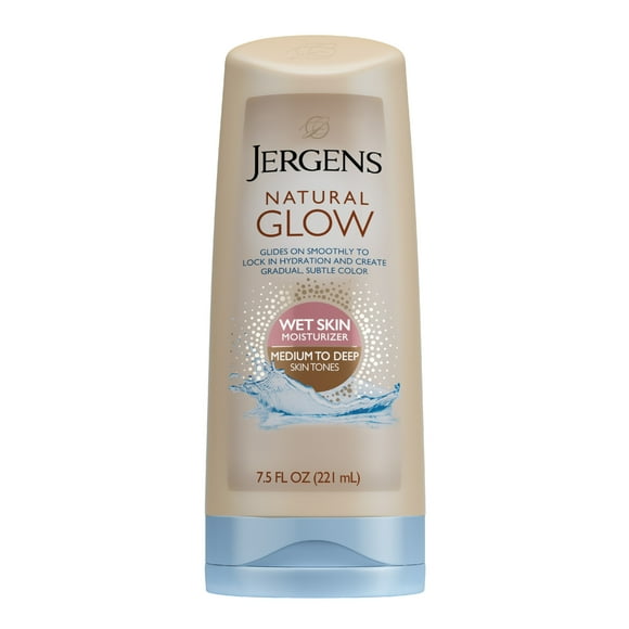 Jergens Natural Glow Wet Skin Moisturizer In-Shower Self Tanner Medium to Tan Skin, 7.5 oz