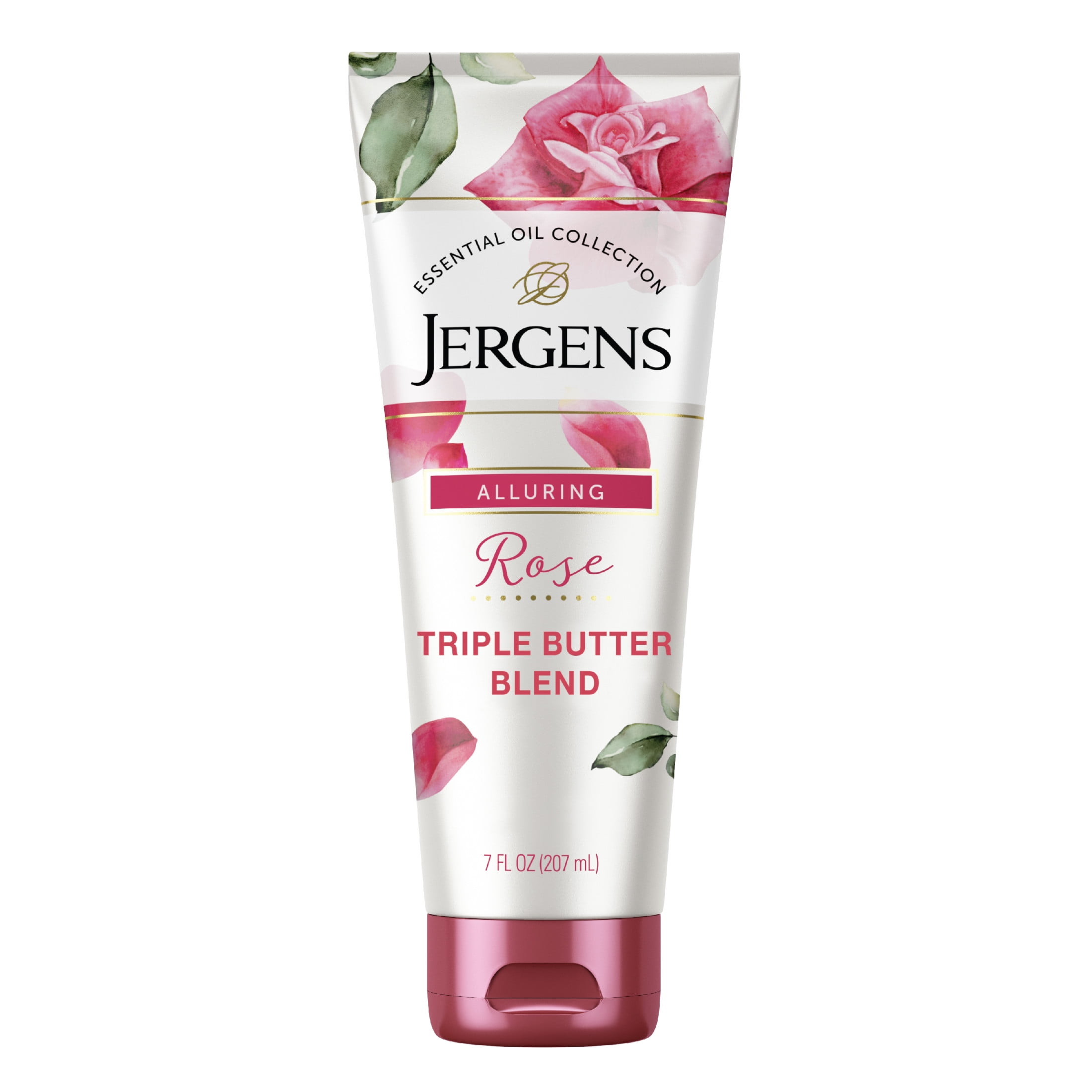Jergens Rose Body Lotion Butter, with Camellia Essential Oil, Dry Skin Moisturizer, 7 oz