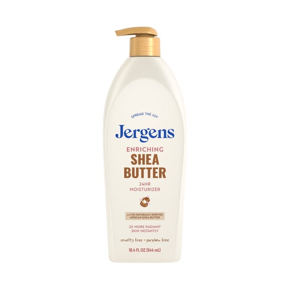 Jergens Shea Butter Hand and Body Lotion, Dry Skin Moisturizer, Dermatologist Tested, 18.4 fl oz