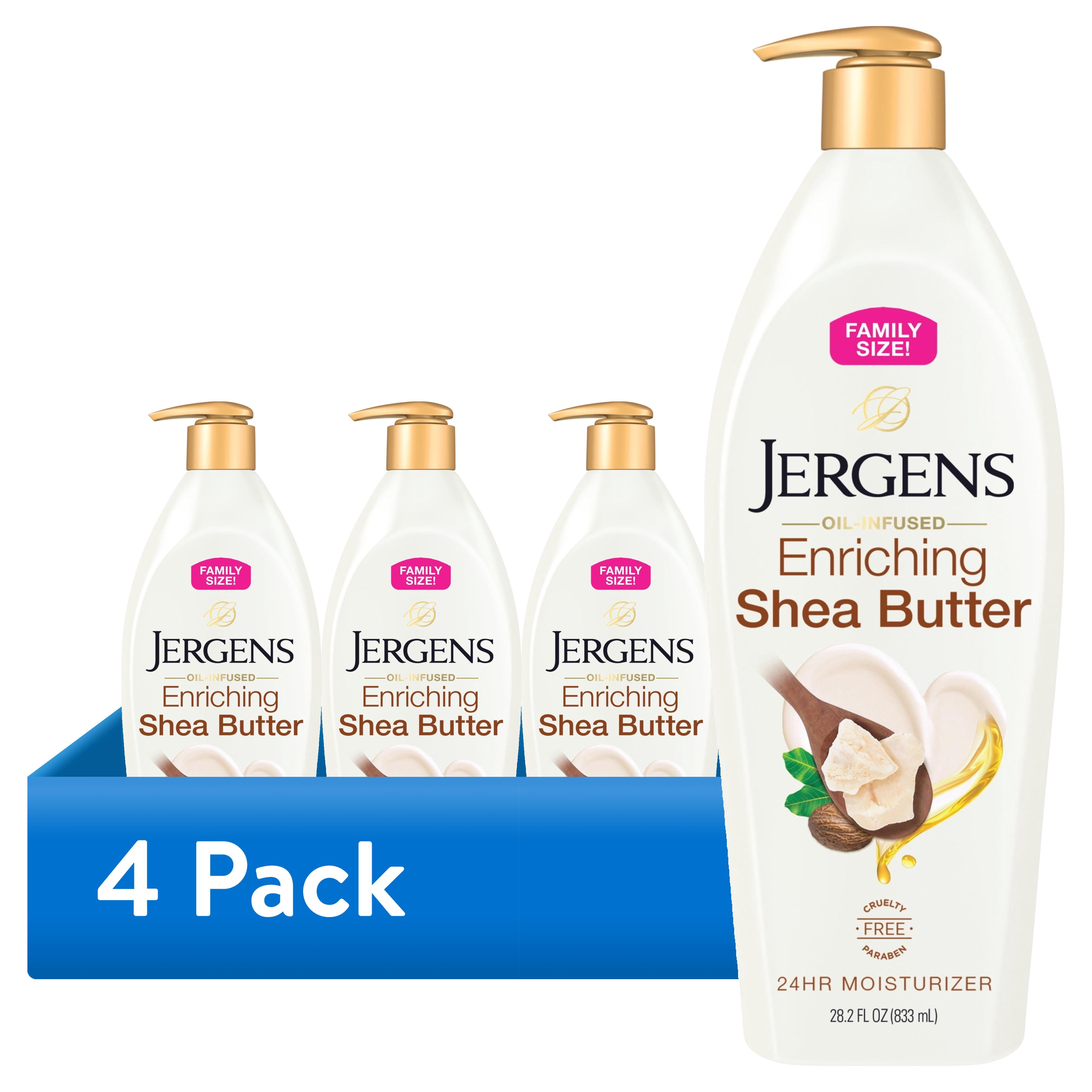 (4 pack) Jergens Shea Butter Hand and Body Lotion, Dry Skin Moisturizer, Dermatologist Tested, 28.2 fl oz