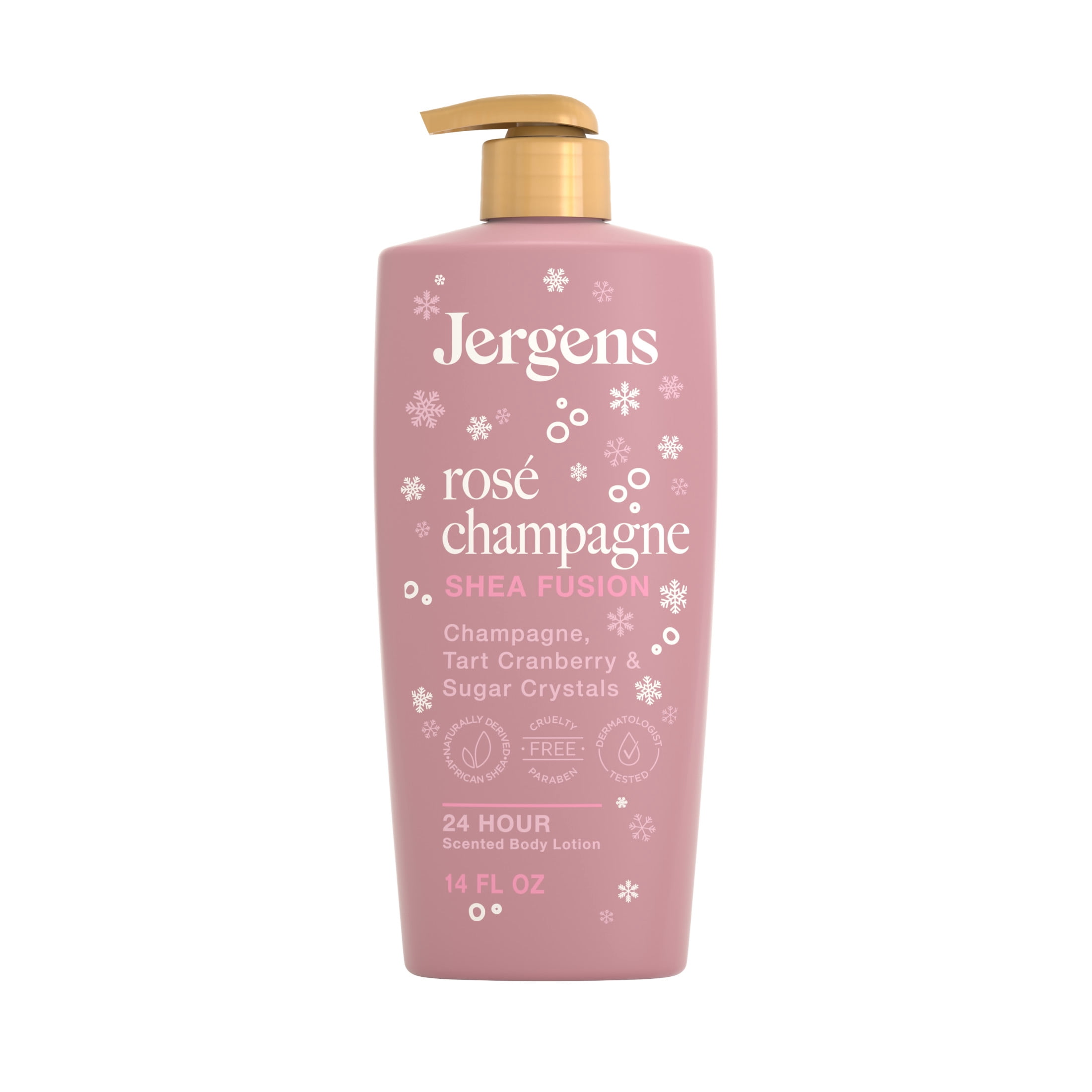 Jergens Shea Fusion Ros Champagne Scented Body Lotion, Moisturizer for Dry Skin, 14 fl oz