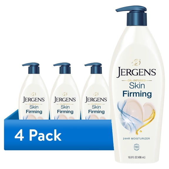 (4 pack) Jergens Skin Firming Body Lotion for Dry Skin, Moisturizer with Collagen, Elastin, 16.8 oz