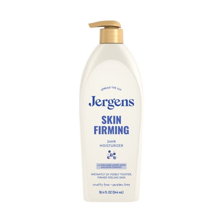 Jergens Skin Firming Body Lotion for Dry Skin, Moisturizer with Collagen, Elastin, 18.4 fl oz