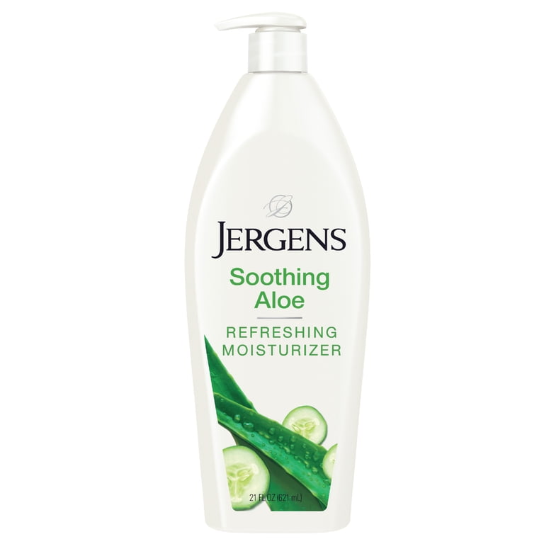 Jergens Soothing Aloe Vera Hand and Body Lotion, Dry Skin Moisturizer,  Dermatologist Tested, 21 oz