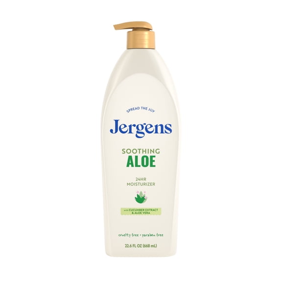 Jergens Soothing Aloe Vera Hand and Body Lotion, Dry Skin Moisturizer, Dermatologist Tested, 22.6 fl oz