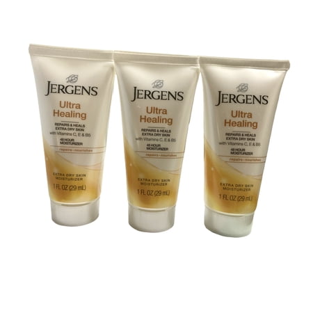 Jergens Ultra Healing Dry Skin Moisturizer, Travel Size Body and Hand Lotion 3pk