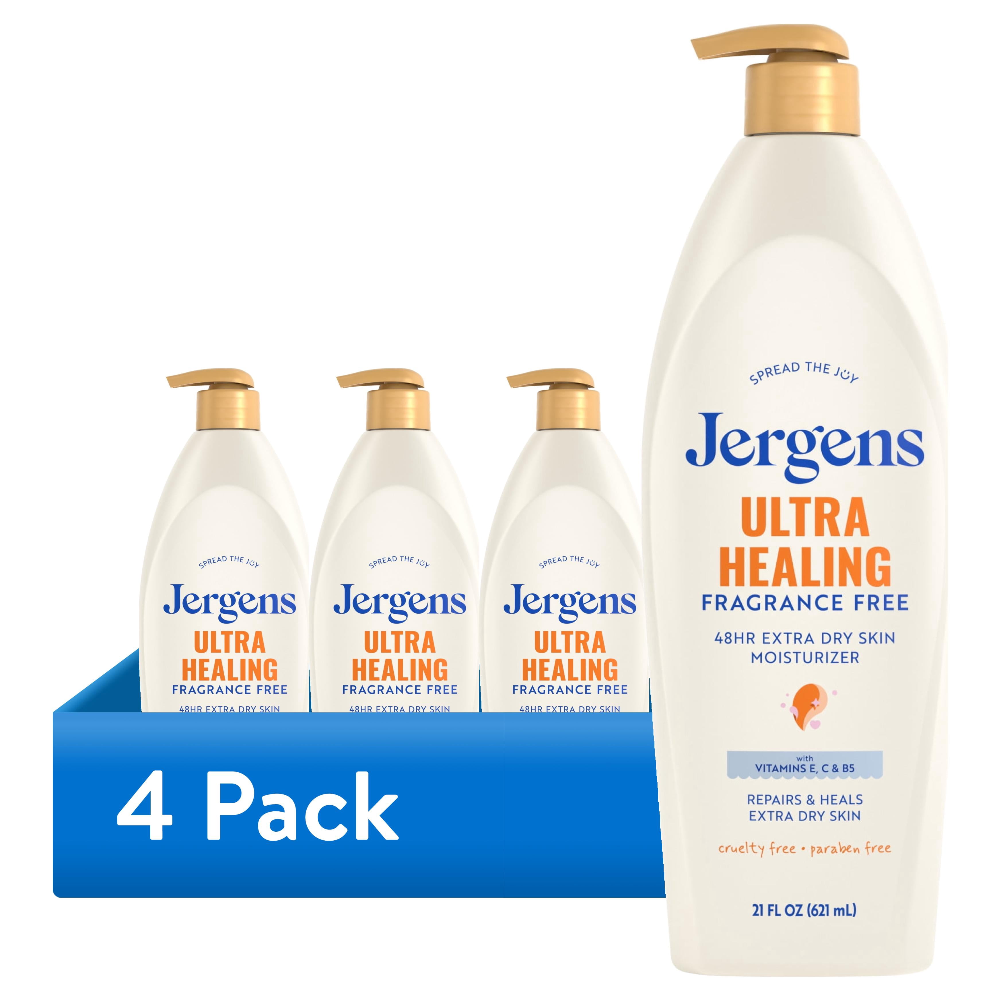 (4 pack) Jergens Ultra Healing Hand And Body Lotion Dry Skin Moisturizer, Fragrance Free, 21 fl oz