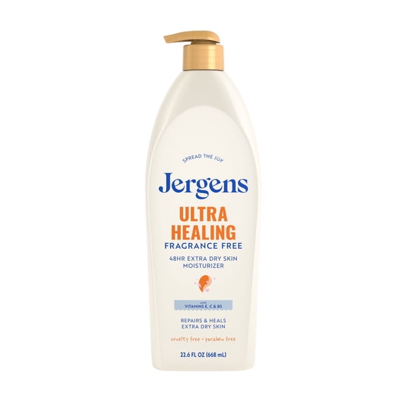 Jergens Ultra Healing Hand and Body Lotion, Dry Skin Moisturizer, Fragrance Free, 22.6 fl oz
