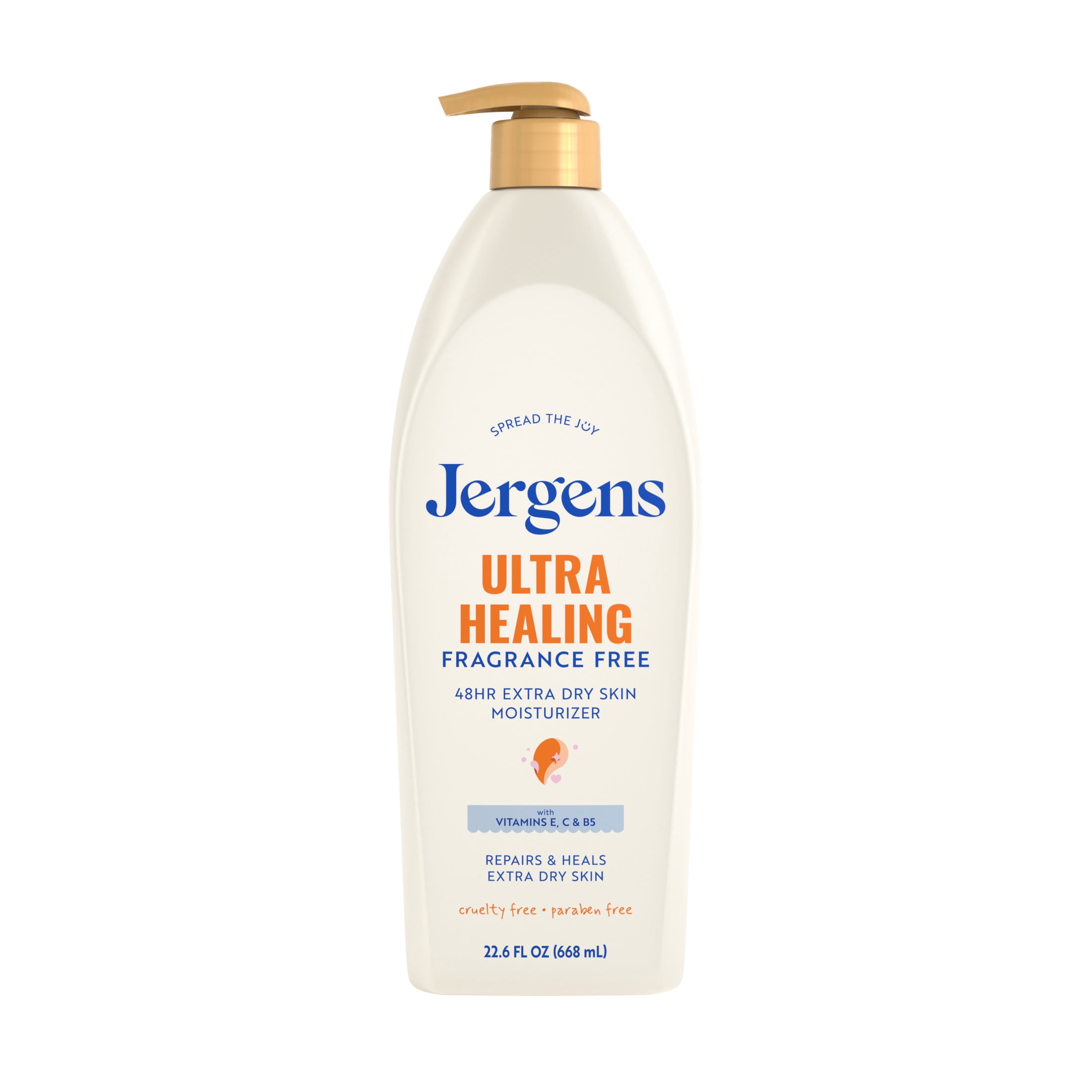 Jergens Ultra Healing Hand and Body Lotion, Dry Skin Moisturizer, Fragrance Free, 22.6 fl oz