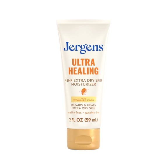 Jergens Ultra Healing Hand and Body Lotion Dry Skin Moisturizer, Vitamins C, E, B5, 2 fl oz