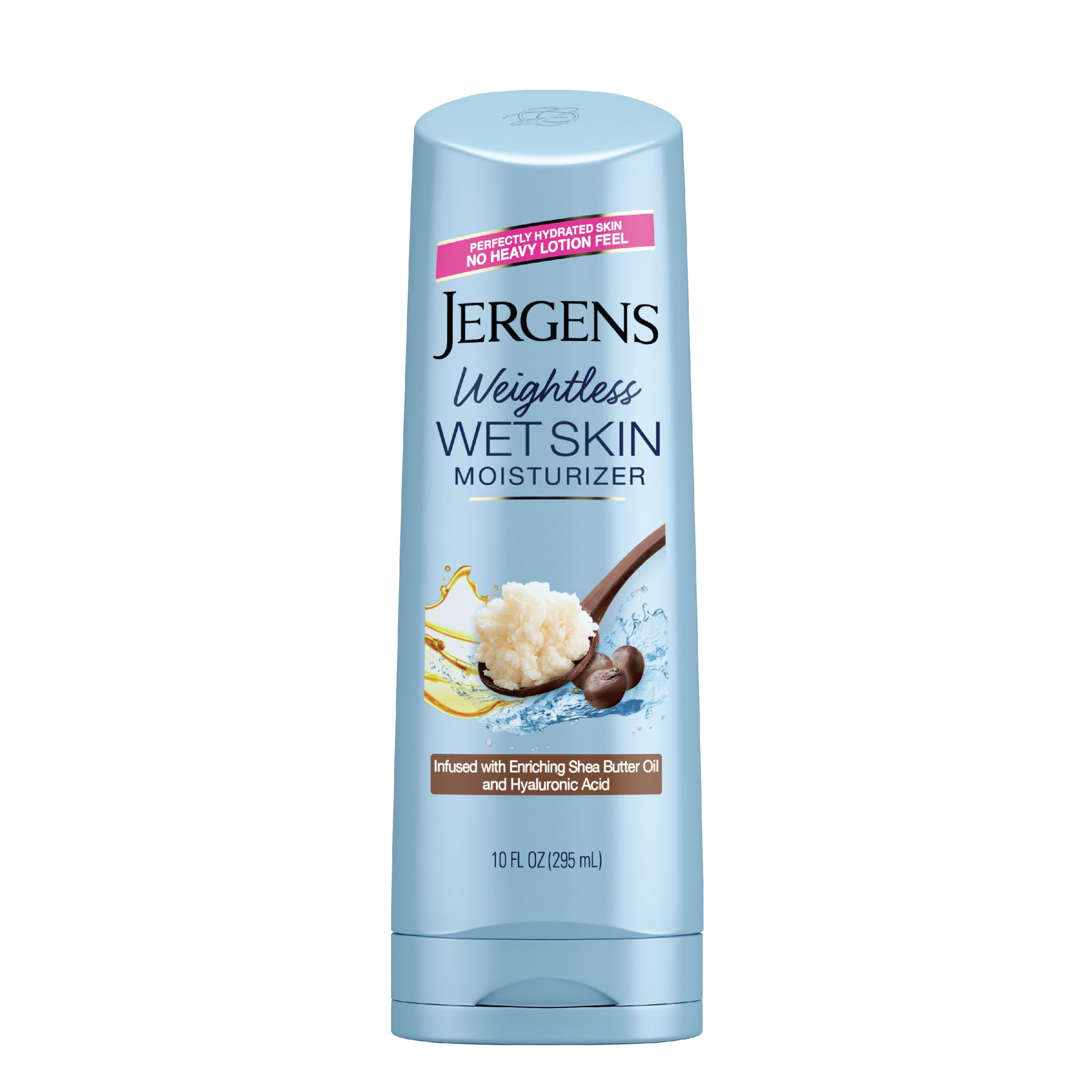 Jergens Wet Skin Body Moisturizer, In-Shower Lotion, Shea Oil, for Dry Skin, 10 fl oz/4pk