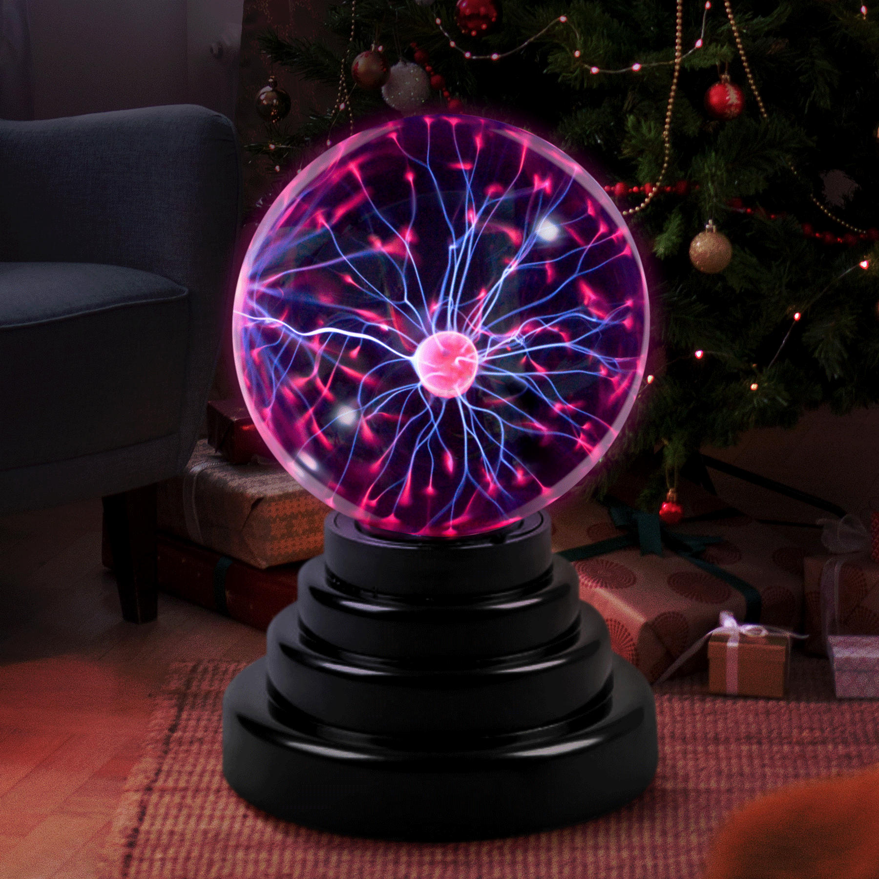 Jergo Plasma Ball Orb, 3Plasma Ball Plasma Globe for Kids Thunder  Lightning Decorative Lamp USB/ Powered