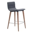 thumbnail image 1 of Jericho Counter Stool Set of 2 Gray Poly-Linen Mid-Century Modern Wood Legs, 1 of 5